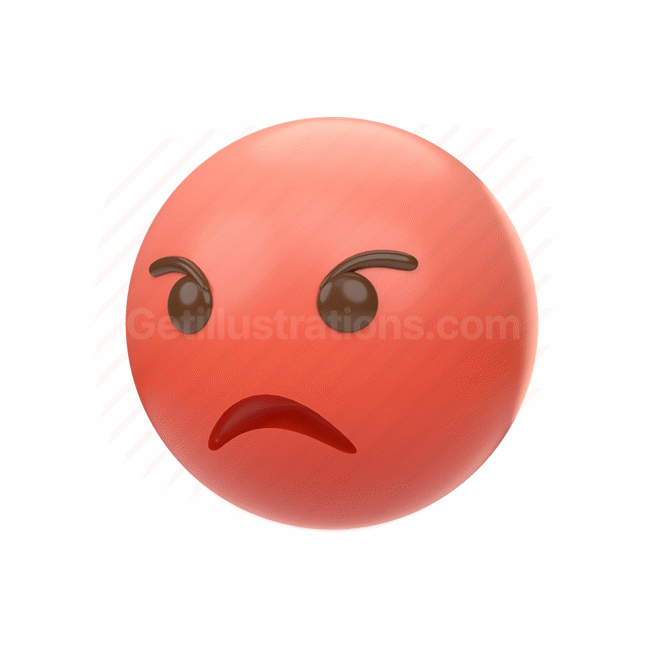 emoticon, emoji, sticker, face, angry, furious, left